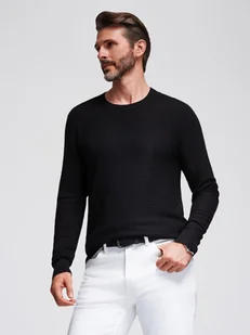 Strukturalny męski sweter z okrągłym dekoltem czarny V3 OM-SWSW-0181 - Ombre Clothing - Swetry męskie - miniaturka - grafika 1