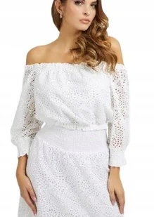 GUESS AŻUROWA BLUZKA DAMSKA ODKRYTE RAMIONA DŁUGI RĘKAW XS GNA - Bluzki damskie - miniaturka - grafika 1