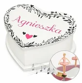 Pozytywki dla dzieci - Szkatułka na biżuterię w kształcie serca z pozytywką i nadrukiem dla niej na imieniny walentynki - miniaturka - grafika 1