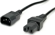 Kable - Kabel zasilający Value wtyk IEC320/C14 - gniazdo C15, H05RN-F, czarny, 1 m - miniaturka - grafika 1