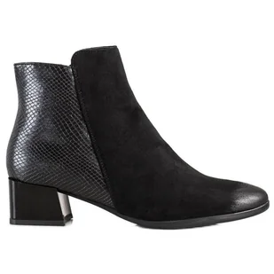 Botki Z Wstawką Snake Print VINCEZA czarne - Vinceza - Botki damskie - miniaturka - grafika 1