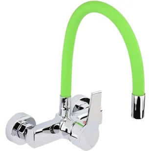 FALA BATERIA ZLEWOZMYWAKOWA ŚCIENNA Z ELASTYCZNĄ WYLEWKĄ FLEXIBLE GREEN 75674 - Baterie kuchenne - miniaturka - grafika 1