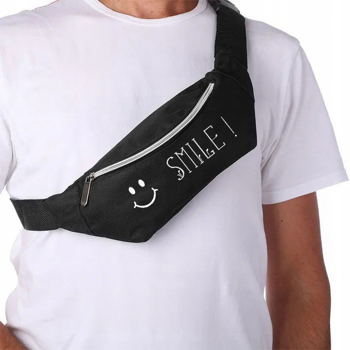 NERKA na PAS Torba CZARNA Szary Zamek SMILE WZORY