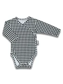 Body dla niemowląt - Niemowlęce body bawełniane na długi rękaw w pepitkę czarne Nicol,r.62 - miniaturka - grafika 1