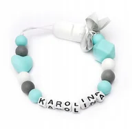 Akcesoria do smoczków - Silikonowa zawieszka smoczka z imieniem KAROLINA - miniaturka - grafika 1