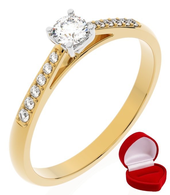 ZŁOTY PIERŚCIONEK ZARĘCZYNOWY 585 14k DIAMENT LAB BRYLANT 0,14 ct R30