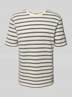 Koszulki męskie - T-shirt z prążkowanym, okrągłym dekoltem model ‘IAN’ - miniaturka - grafika 1