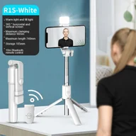 Selfie stick - ["NEW Bluetooth Wireless Selfie Stick Mini statyw z wysuwanym monopodem i zdalnym wyzwalaczem Fill Light do telefonu IOS Android, ze światłem, biały"], - miniaturka - grafika 1