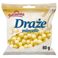 Gumy do żucia, lizaki, dropsy - Jutrzenka Draże mleczne 80g - miniaturka - grafika 1