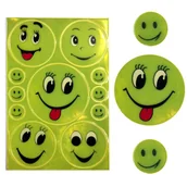 Zabezpieczenia dla dzieci - Naklejki odblaskowe na plecak rower kurtkę buźka uśmiech emotka 11szt - miniaturka - grafika 1