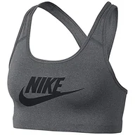 Biustonosze - Nike Swoosh Futura Bra biustonosz sportowy szary Grau (Carbon Heather/Black/091) L - miniaturka - grafika 1