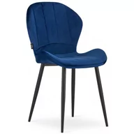 Krzesła - Niebieskie welurowe krzesło do stołu - Edi 3X - miniaturka - grafika 1