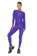 Spodnie damskie - Trendyol Purple Zipper And Mobile Detailed High Waist Sports Tights Damskie spodnie do jogi, Fioletowy, M - miniaturka - grafika 1