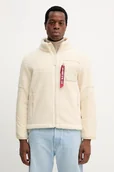 Bluzy męskie - Alpha Industries bluza męska kolor beżowy gładka 148118.16 - miniaturka - grafika 1