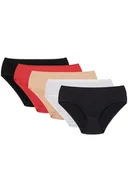 Majtki damskie - Figi Vivisence 4002 5-pack czarny/czerwony/beżowy/biały/granatowy - miniaturka - grafika 1