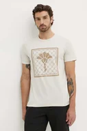 Koszulki męskie - Joop! t-shirt bawełniany męski kolor beżowy z nadrukiem 30042365 - miniaturka - grafika 1