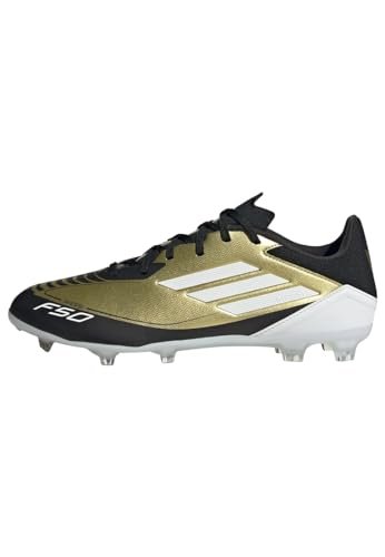 adidas Unisex F50 League Messi Buty piłkarskie Firm Ground Shoes, Gold Met Ftwr Biały Rdzeń Czarny, 43 1/3 EU