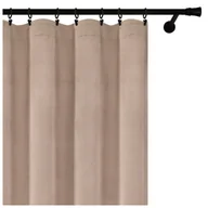 Zasłony - Voppi Beżowa zasłona welurowa do salonu i sypialni 140 x 250 cm gruba zasłona dekoracyjna na żabki agrafki tunel - miniaturka - grafika 1