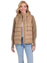 GUESS KURTKA DAMSKA PIKOWANA Z KAPTUREM BEŻOWA L 2CB