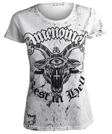 Bluzki damskie - bluzka damska AMENOMEN - REST IN HELL (OMEN122DA WHITE ALLPRINT BLACK)-XS - miniaturka - grafika 1