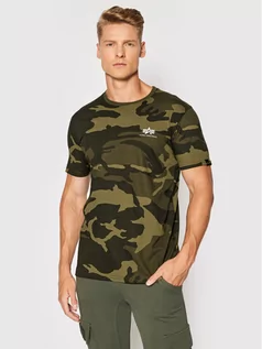Koszulki męskie - Alpha Industries T-Shirt Backprint T Camo 128507C Zielony Regular Fit - grafika 1