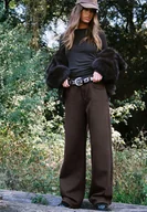 Spodnie damskie - Stradivarius Jeansy wide leg Brązowy 40 - miniaturka - grafika 1