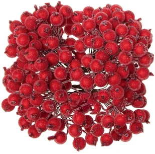Springos Sztuczna jarzębina ozdobna oszroniona gałązka 100 szt czerwona UNIWERSALNY 29781-uniw - Ozdoby bożonarodzeniowe - miniaturka - grafika 2