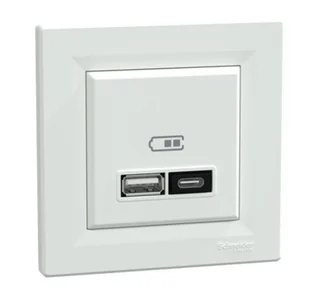 Schneider USB A+C 21W PD Asfora z ramką - biały - Gniazdka elektryczne - miniaturka - grafika 1