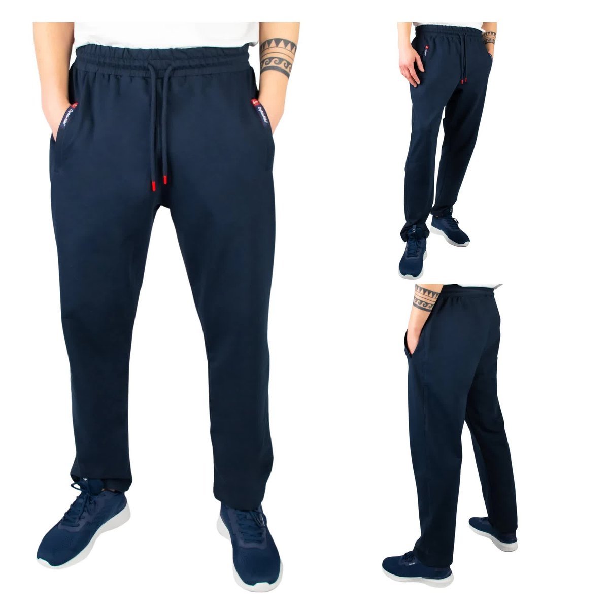 Spodnie Dresowe Męskie bez Ściągacza Granatowe Captain Mike 6XL
