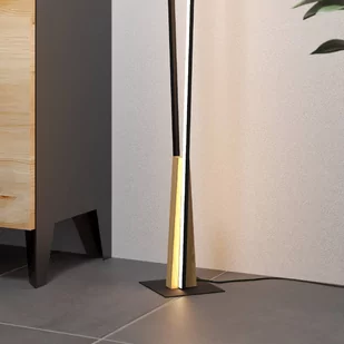Lampa stojąca LED Panagria czarna, detale z drewna - Lampy stojące - miniaturka - grafika 1