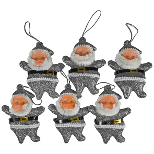 Bombki Mikołaje Wiszące Srebrne 6 Cm 6 Szt. - Zabawki kreatywne - miniaturka - grafika 1