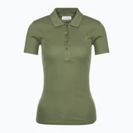 Koszulki i topy damskie - Koszulka polo damska Lacoste DF5377 khaki - miniaturka - grafika 1