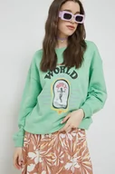 Bluzy damskie - Roxy bluza damska kolor zielony z nadrukiem - miniaturka - grafika 1