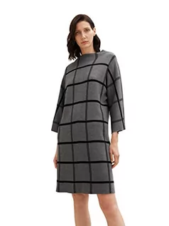Sukienki - TOM TAILOR Damski sukienka w kratę 1034476, 30942 - Grey Knit Check Design, 40 - grafika 1
