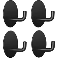 Wieszaki łazienkowe - Haczyki łazienkowe, wieszaki na ręczniki, haczyki kuchenne, naklejki, okrągła podstawa, zestaw 4 szt. (czarne) - miniaturka - grafika 1