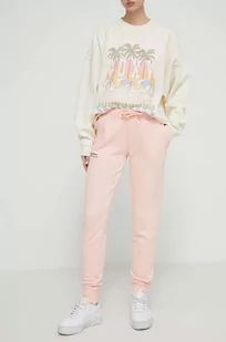 Superdry spodnie dresowe bawełniane kolor różowy z aplikacją - Spodnie damskie - miniaturka - grafika 1