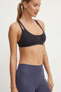 adidas Performance biustonosz sportowy Strength kolor czarny gładki IW8670 - Bielizna sportowa damska - miniaturka - grafika 1