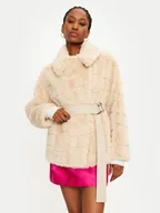 Płaszcze damskie - TWINSET Futro 242TT2031 Beżowy Loose Fit - miniaturka - grafika 1