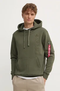 Alpha Industries bluza męska kolor zielony z kapturem z aplikacją 138333 - Bluzy męskie - miniaturka - grafika 1