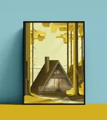 Obrazy i zdjęcia - Plakat Domek typu BRDA, letni wywczas nad jeziorem w lesie - miniaturka - grafika 1