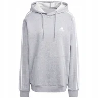 Bluzy męskie - Bluza męska adidas Essentials Fleece 3-Stripes Hoodie szara IJ6474 L - miniaturka - grafika 1