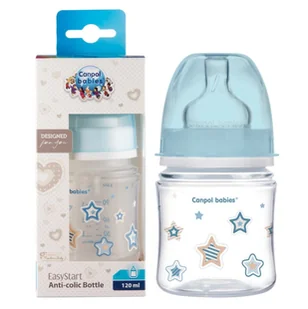 CANPOL BABIES BUTELKA SZEROKA 120ml EASY START +0m - Butelki dla niemowląt - miniaturka - grafika 1