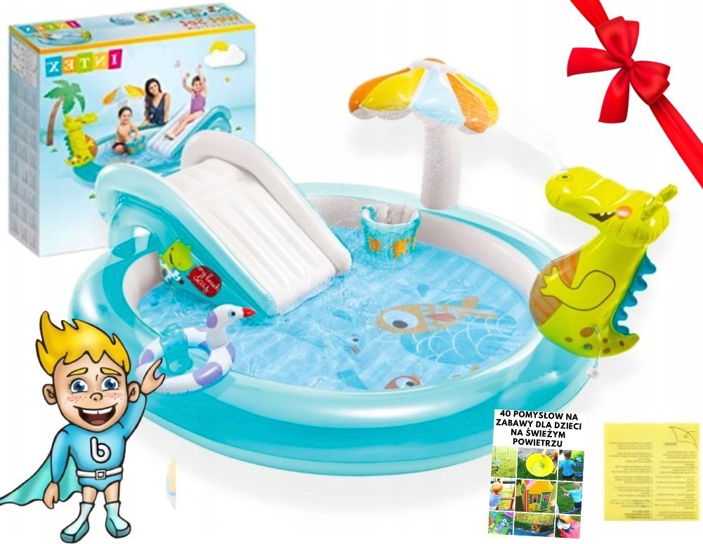 INTEX DMUCHANY PLAC ZABAW WODNY BASEN ZJEŻDZALNIA FONTANNA DLA DZIECI ZRASZACZ