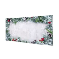 Dekoracje domu - Nowoczesny panel   Śnieg szyszki gałązki 120x60 cm - miniaturka - grafika 1