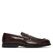 Półbuty męskie - Półbuty Calvin Klein Ess Rubber Penny Loafer Pol Lth HM0HM02025 Brązowy - miniaturka - grafika 1