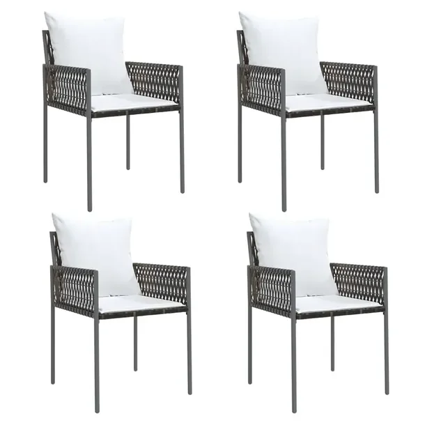 Krzesła ogrodowe brązowe z poduszkami, rattan PE, 54 x 61 x 83 cm