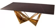 Stoły - Złoty stół z marmurowym czarnym blatem 200x100x75 cm VCT2061 - miniaturka - grafika 1