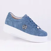 Półbuty damskie - Półbuty sportowe damskie GOODIN GD-XW-1008 skóra naturalna niebieskie 37 - miniaturka - grafika 1