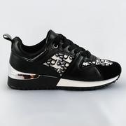 Buty sportowe damskie - Damskie adidasy na podwyższonej podeszwie czarne (666-20) - marka niezdefiniowana - miniaturka - grafika 1