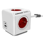 Przedłużacze i rozgałęźniki - Przedłużacz CubeNest Powercube Extended USB PD 20W, USB, USB-C, 4x zásuvka, 1,5m (PC420RD) Biały/Czerwony - miniaturka - grafika 1